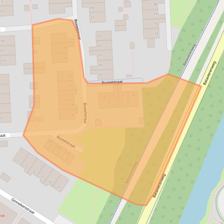 Kaart van postcodegebied 6843RX.