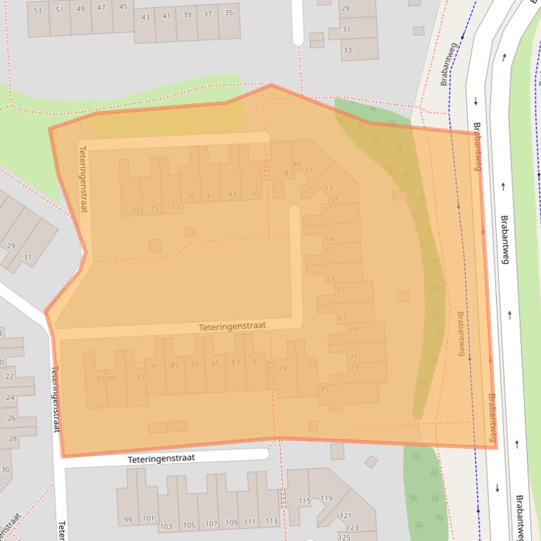 Kaart van postcodegebied 6844DB.