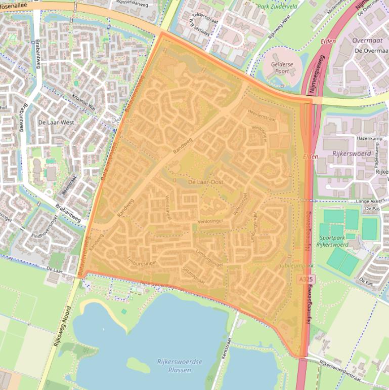 Kaart van postcodegebied 6845.