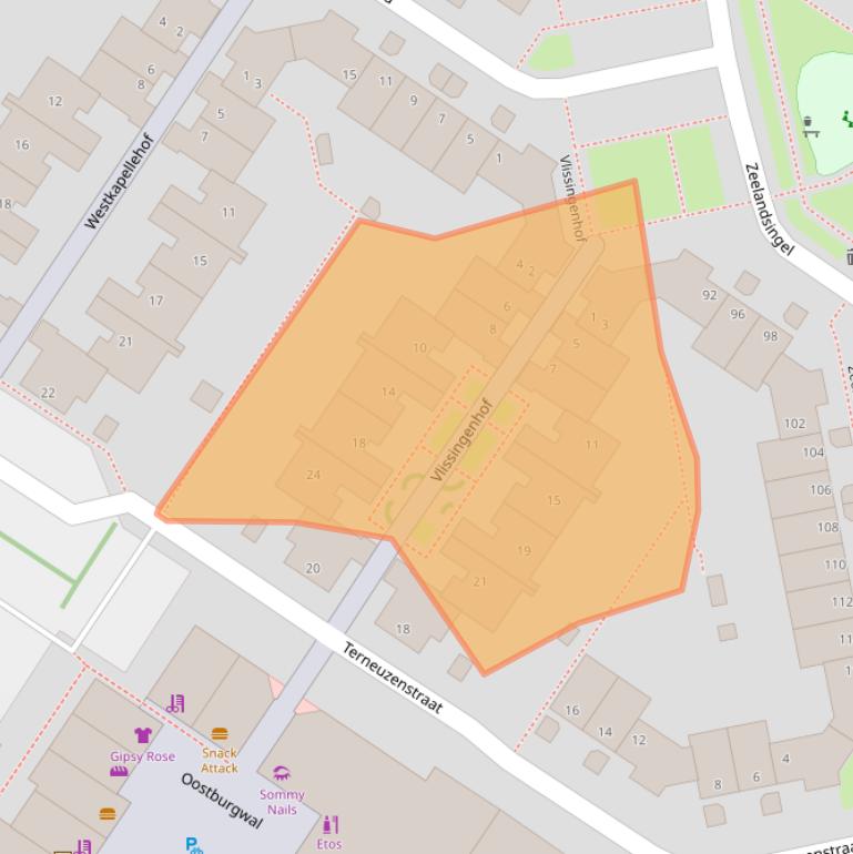 Kaart van postcodegebied 6845CH.