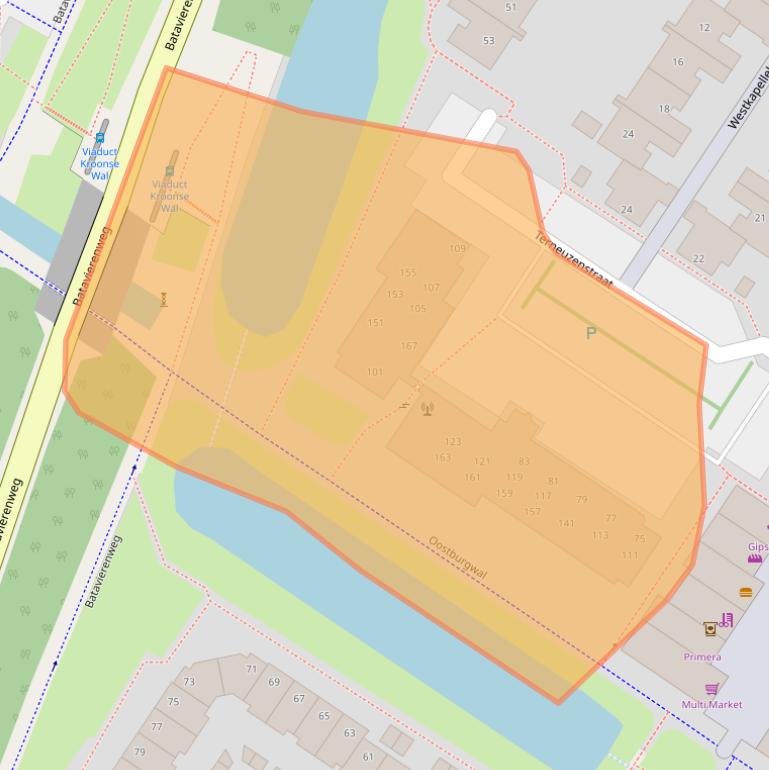 Kaart van postcodegebied 6845CS.