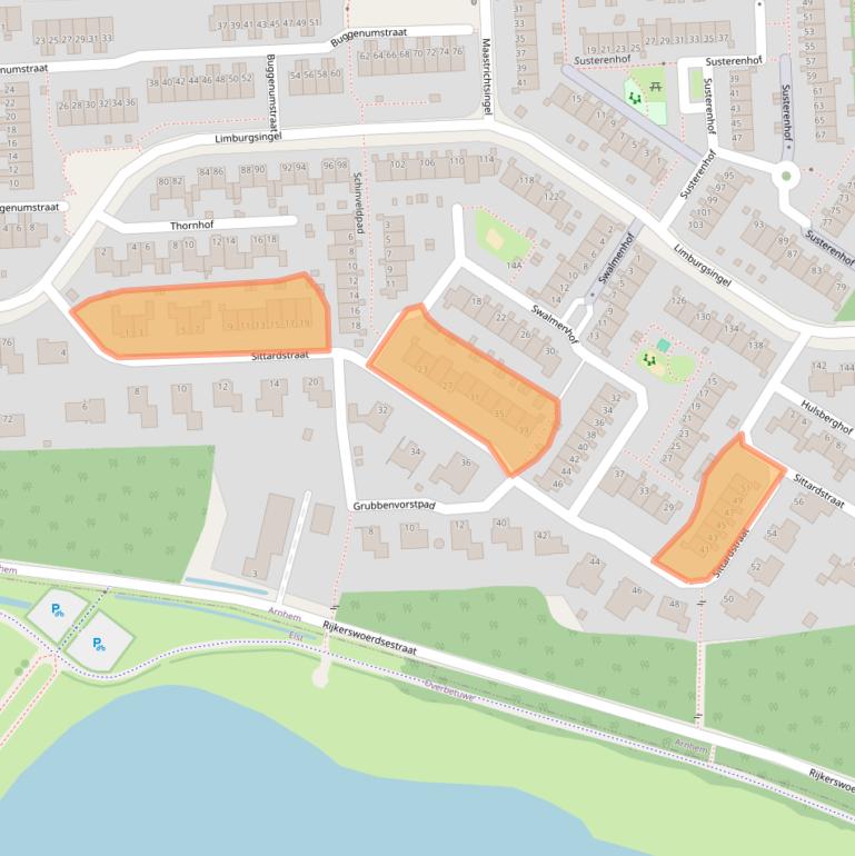 Kaart van postcodegebied 6845DJ.