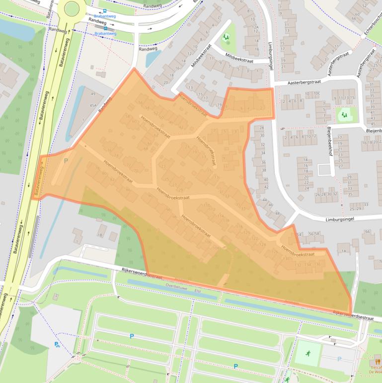 Kaart van postcodegebied 6845DP.