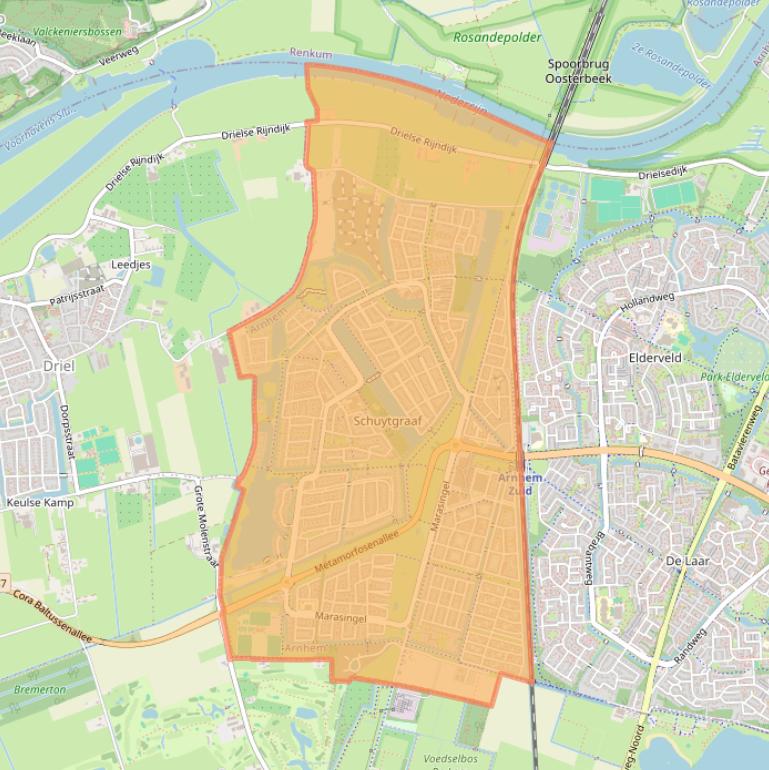 Kaart van postcodegebied 6846.