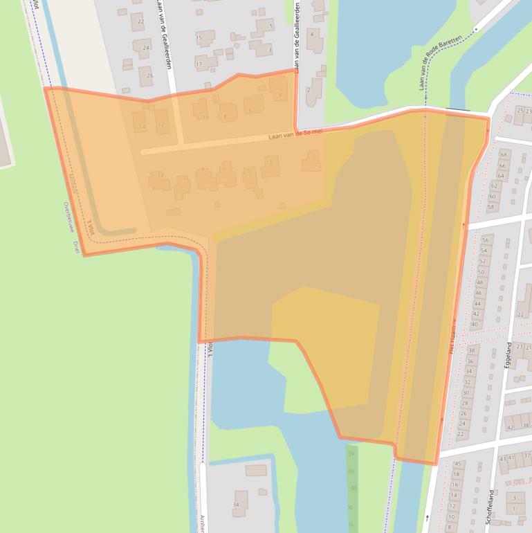 Kaart van postcodegebied 6846MB.