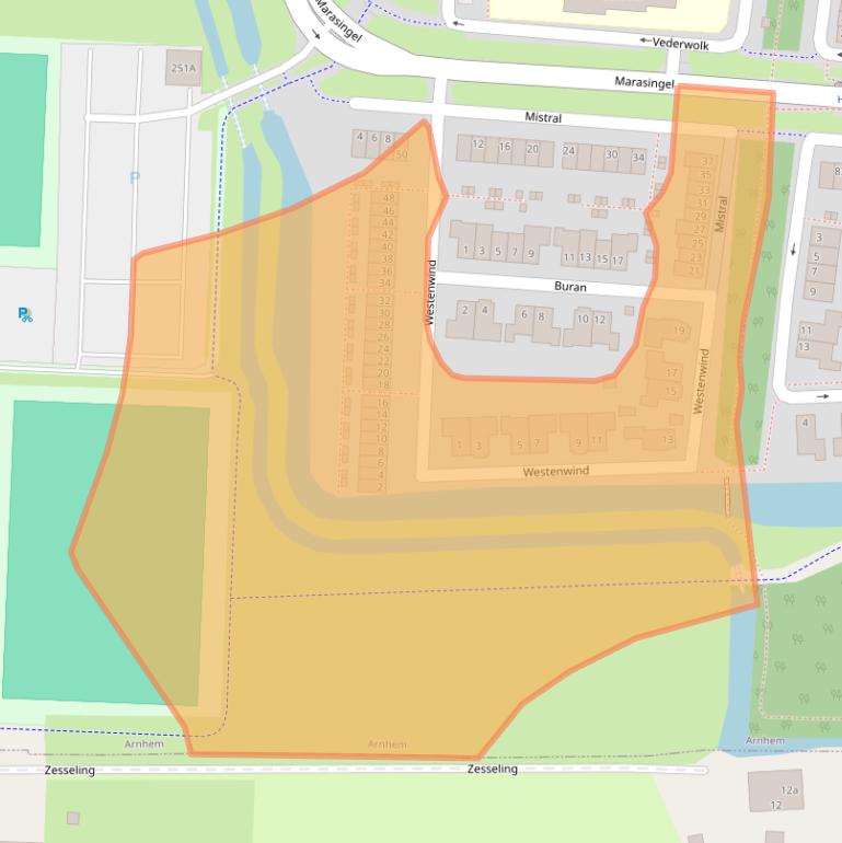Kaart van postcodegebied 6846WH.