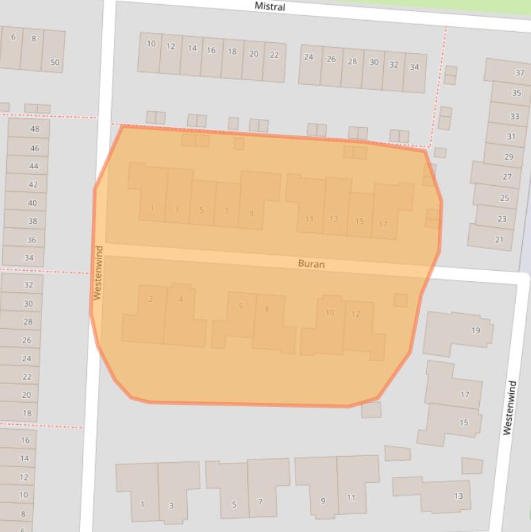 Kaart van postcodegebied 6846WJ.