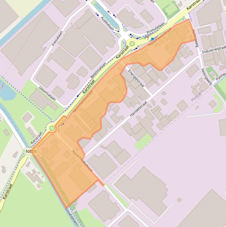 Kaart van postcodegebied 6851EJ.