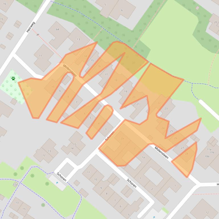 Kaart van postcodegebied 6852BX.