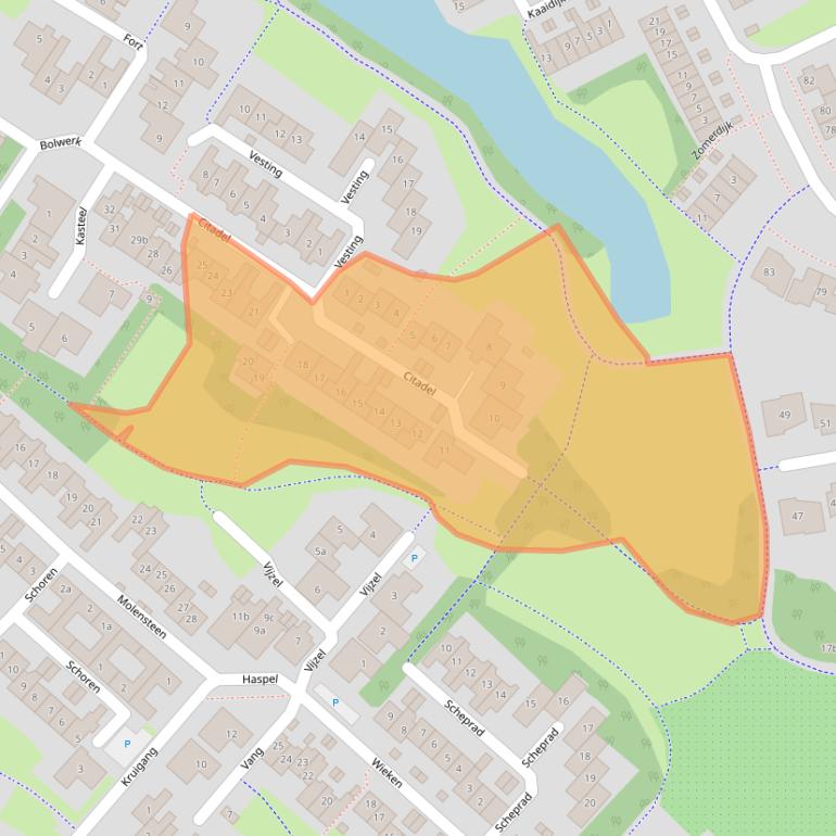 Kaart van postcodegebied 6852CN.