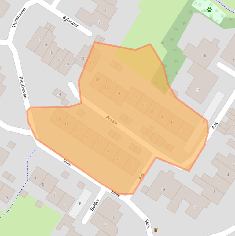 Kaart van postcodegebied 6852DC.