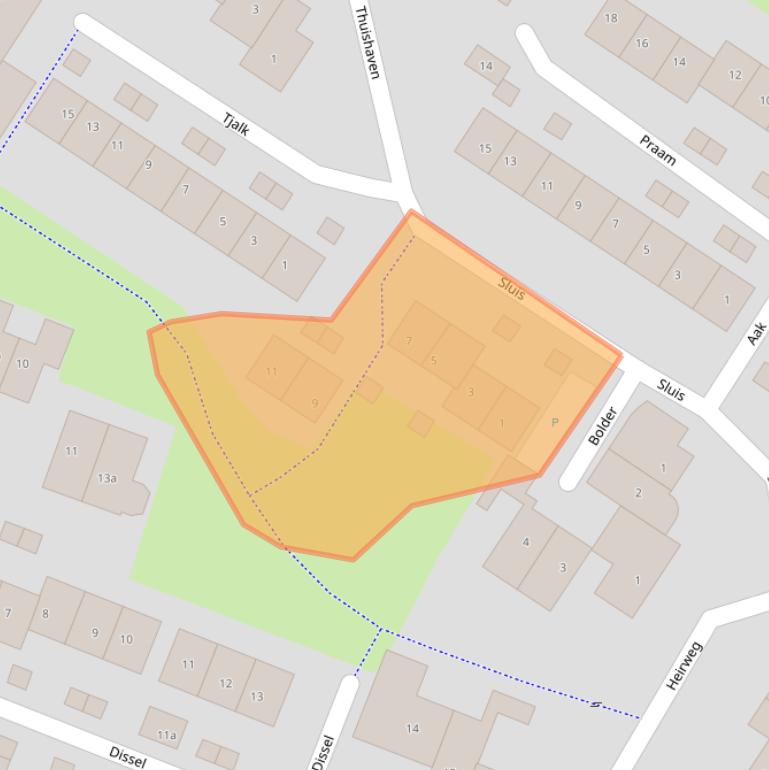 Kaart van postcodegebied 6852DE.