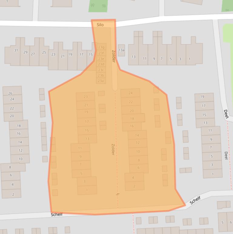 Kaart van postcodegebied 6852EW.