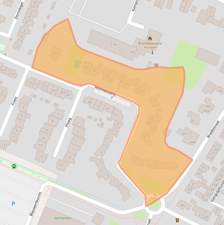 Kaart van postcodegebied 6852ND.