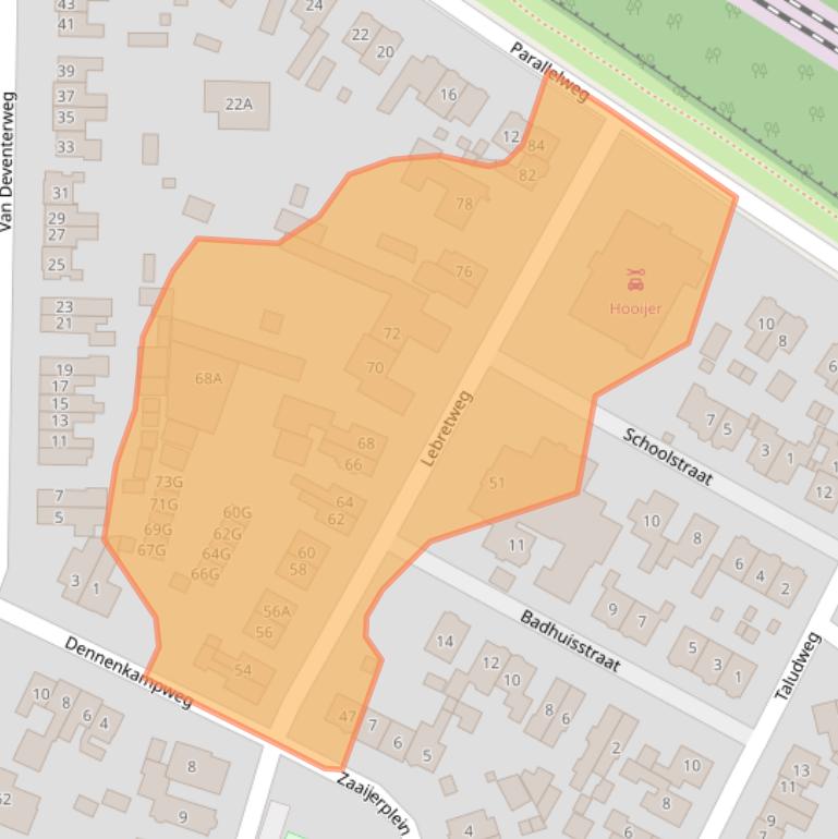 Kaart van postcodegebied 6861ZZ.