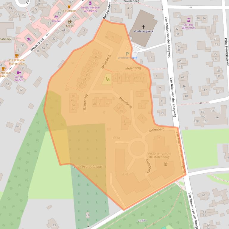 Kaart van postcodegebied 6862EZ.