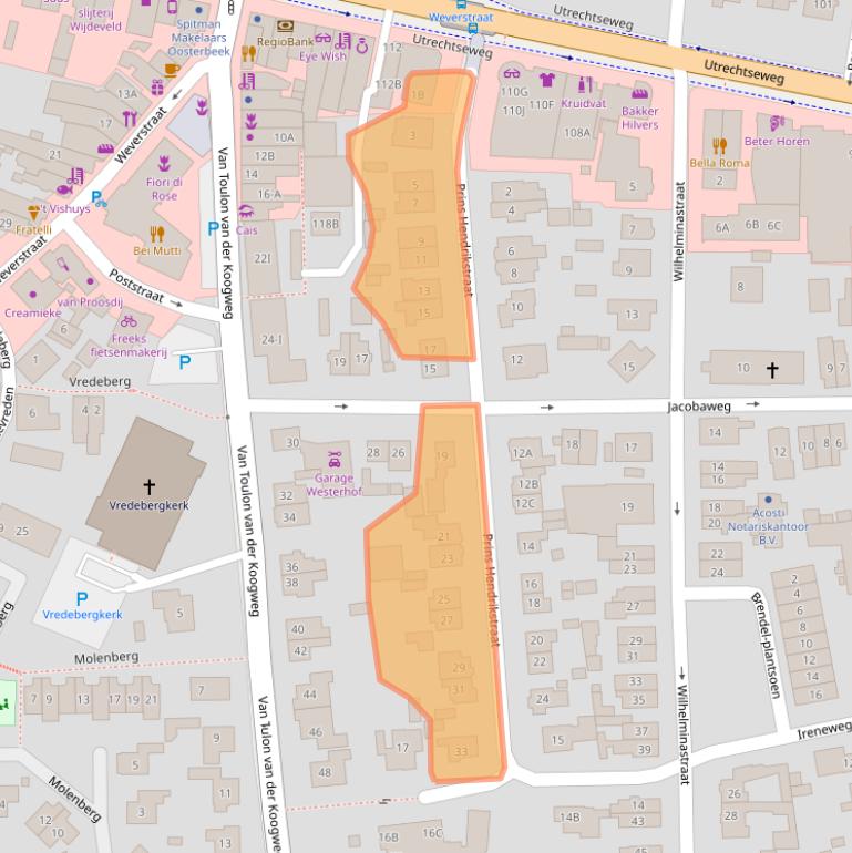 Kaart van postcodegebied 6862GX.