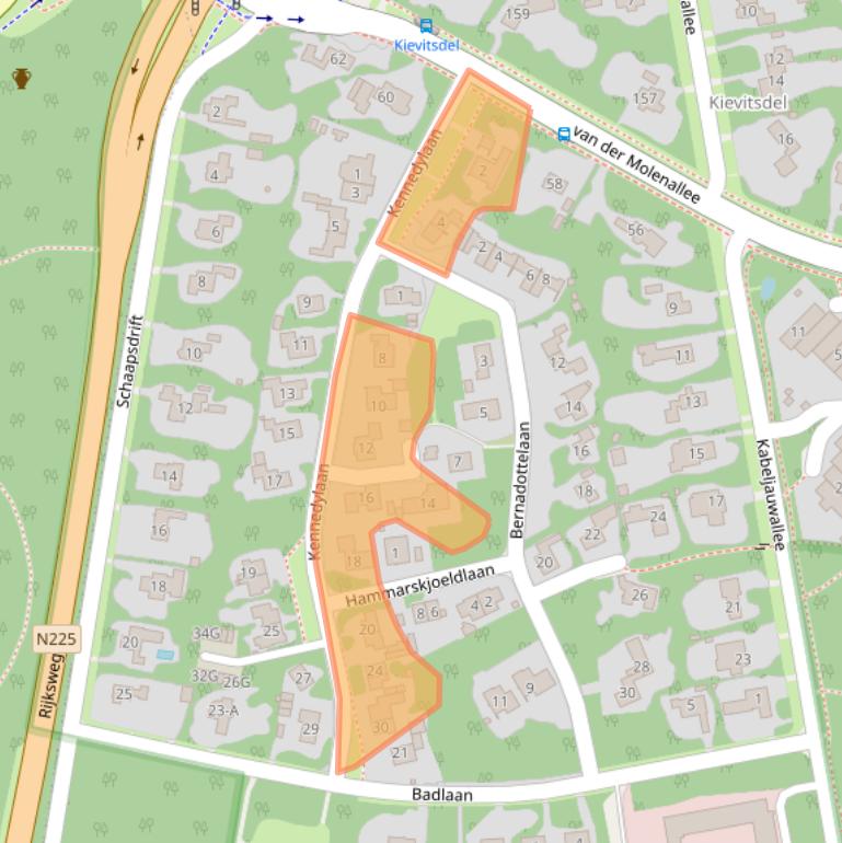 Kaart van postcodegebied 6865BH.