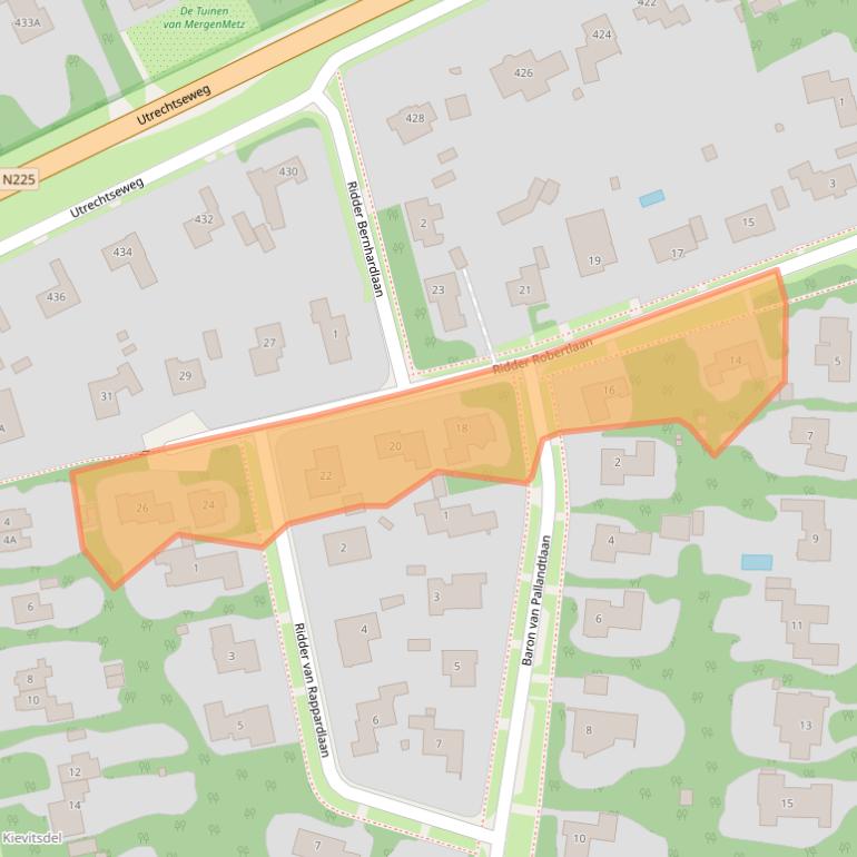 Kaart van postcodegebied 6865BS.
