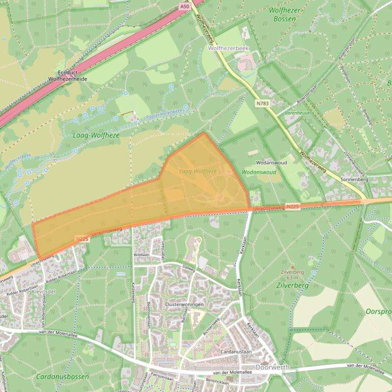 Kaart van postcodegebied 6865CJ.