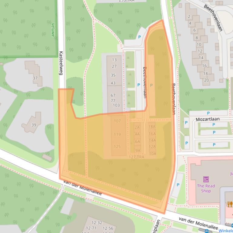 Kaart van postcodegebied 6865DJ.