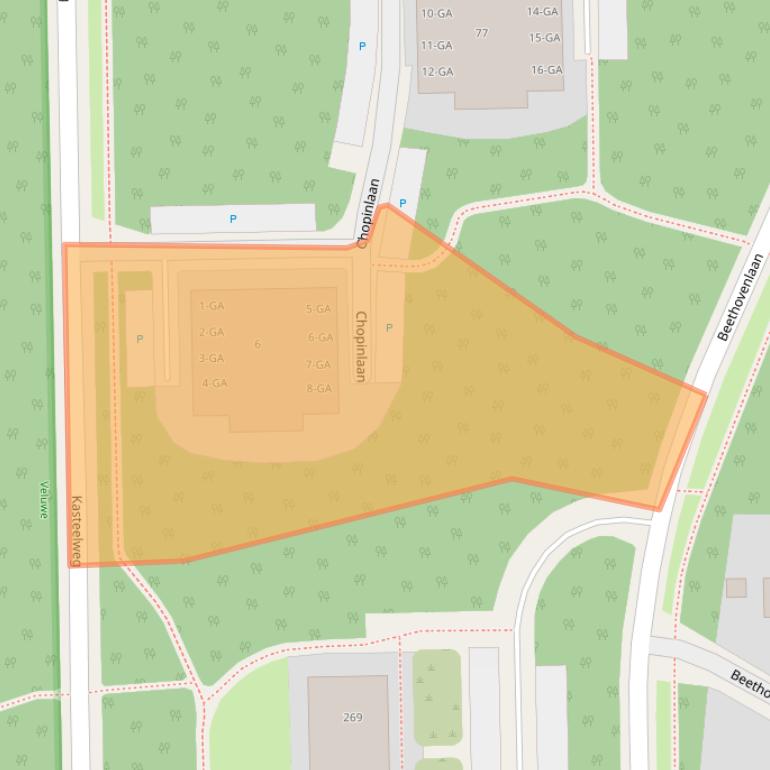 Kaart van postcodegebied 6865EW.