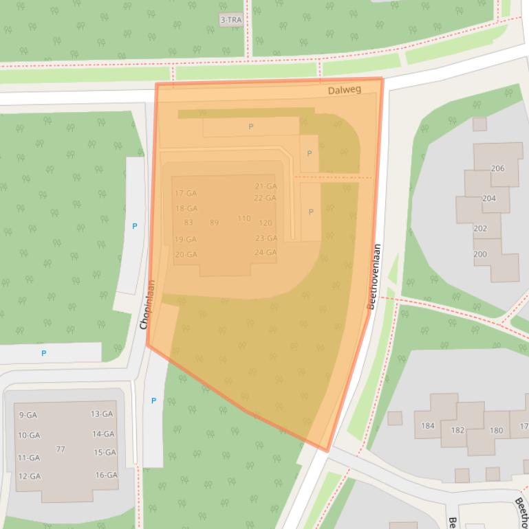 Kaart van postcodegebied 6865EZ.