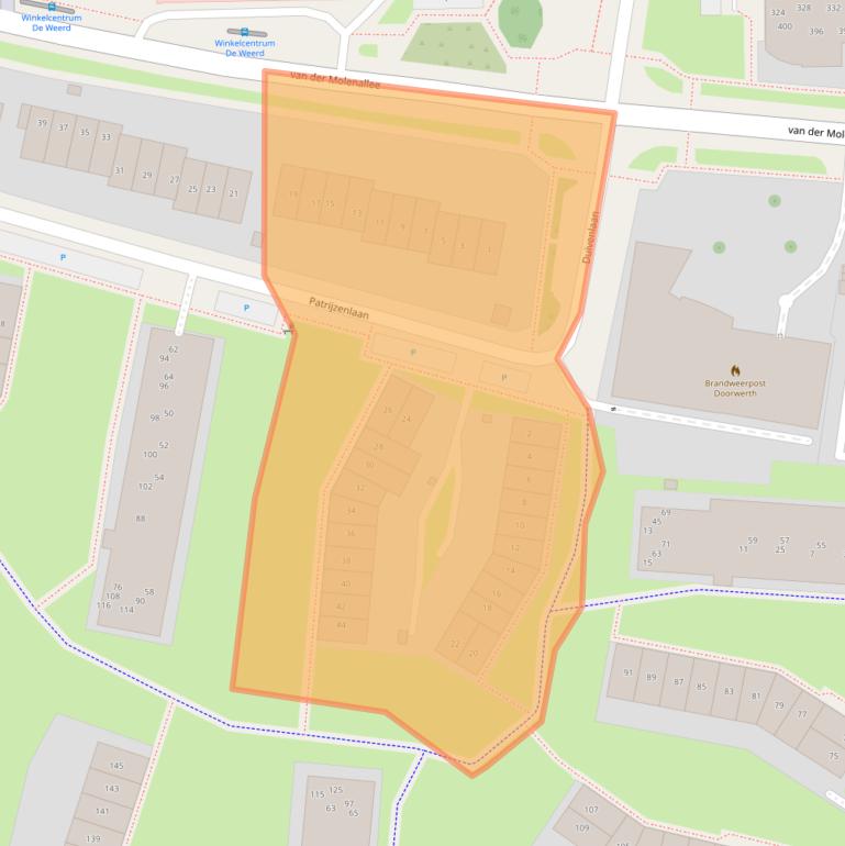 Kaart van postcodegebied 6865XV.