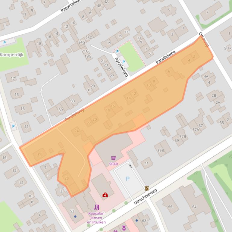 Kaart van postcodegebied 6866CD.