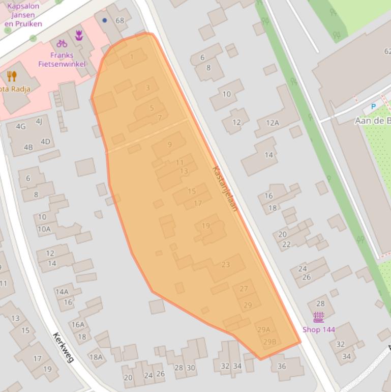 Kaart van postcodegebied 6866CS.