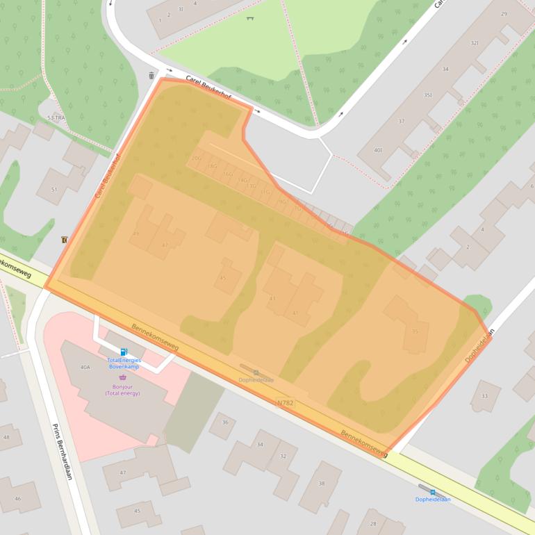 Kaart van postcodegebied 6866DB.