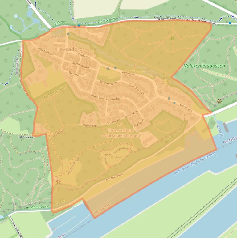 Kaart van postcodegebied 6869.