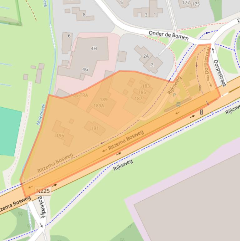 Kaart van postcodegebied 6871AX.