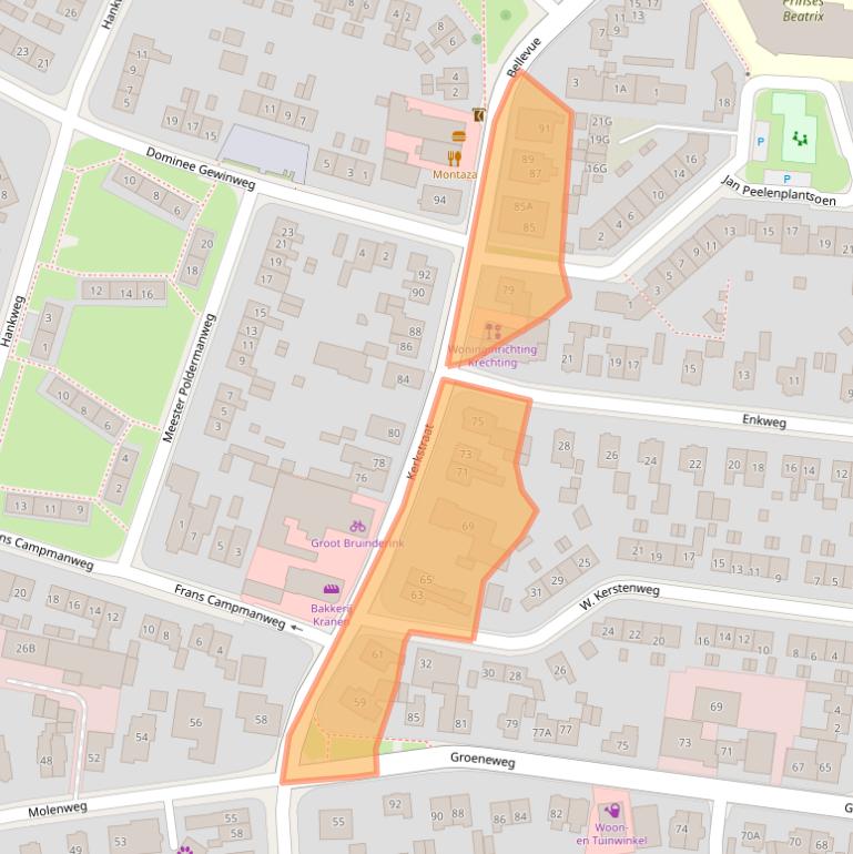 Kaart van postcodegebied 6871BJ.