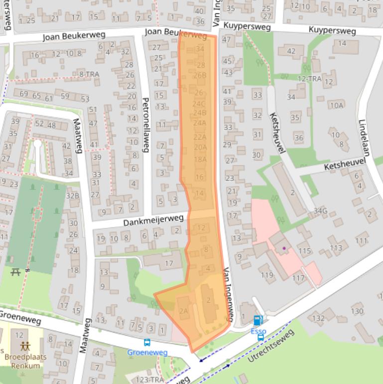 Kaart van postcodegebied 6871EP.