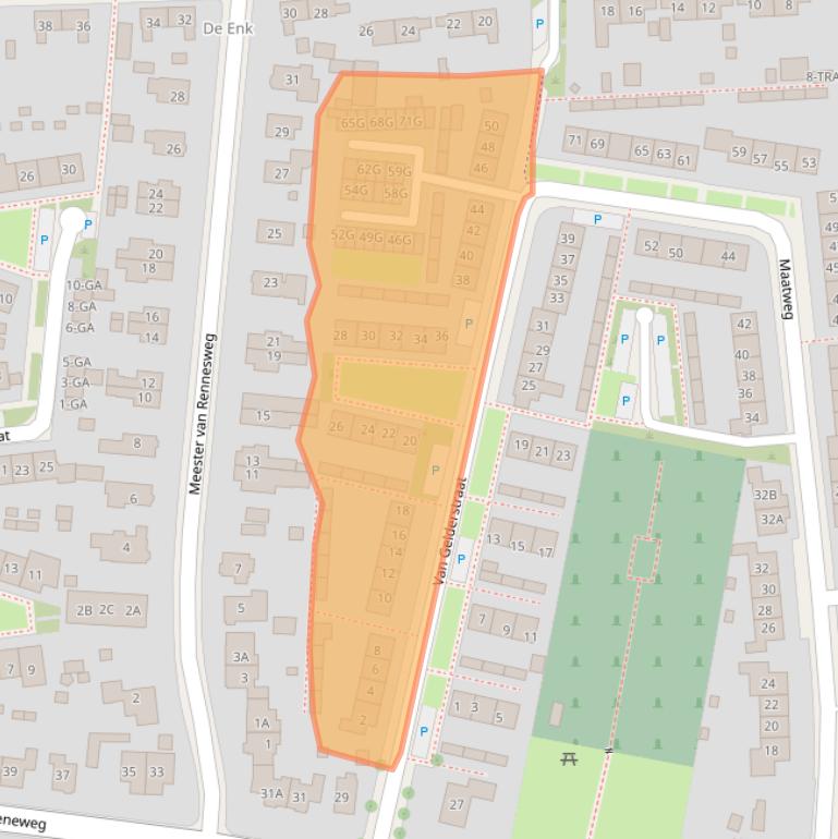 Kaart van postcodegebied 6871GE.