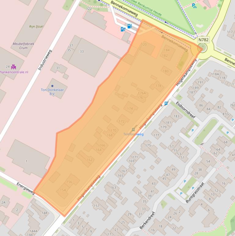 Kaart van postcodegebied 6871JW.