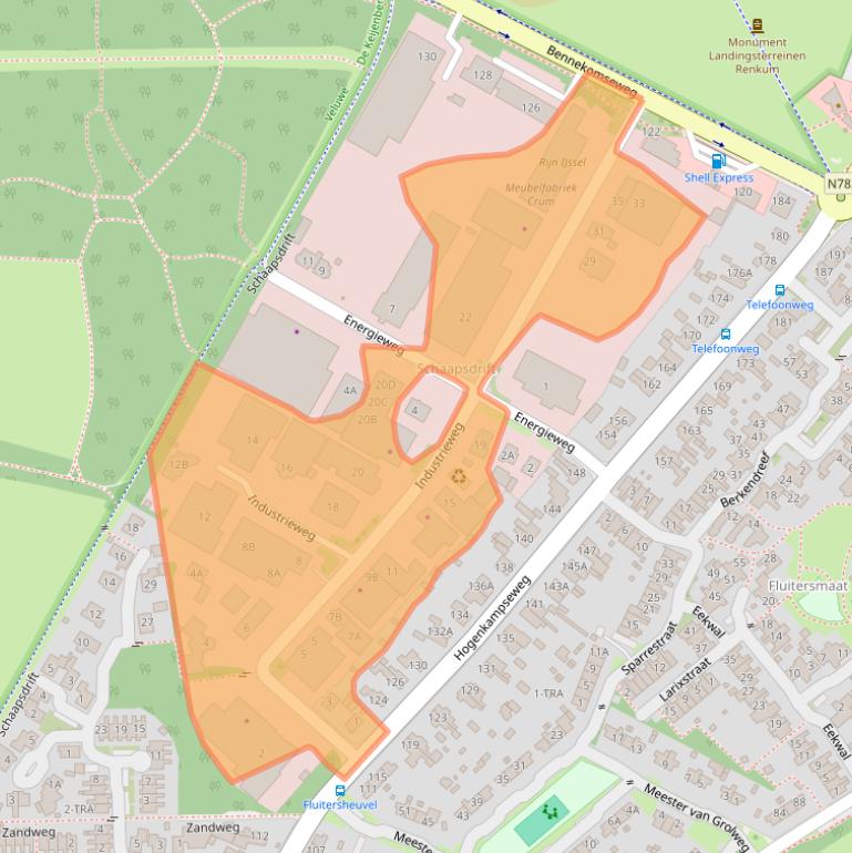 Kaart van postcodegebied 6871KA.