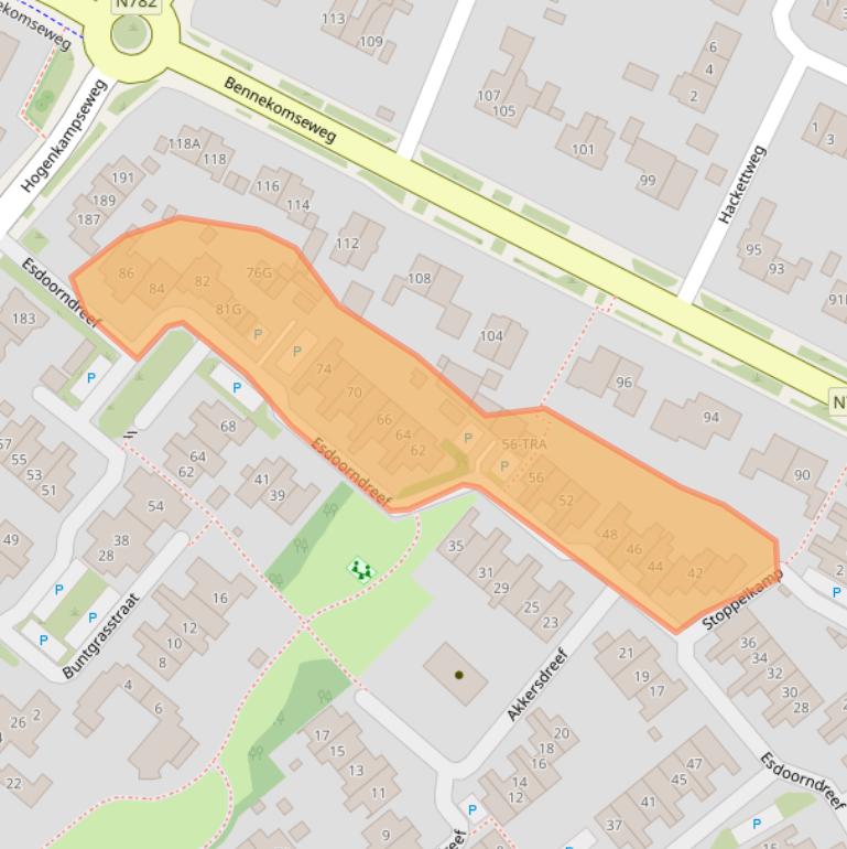 Kaart van postcodegebied 6871LJ.