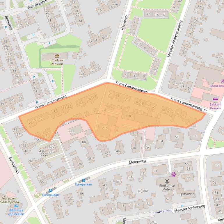 Kaart van postcodegebied 6871XT.