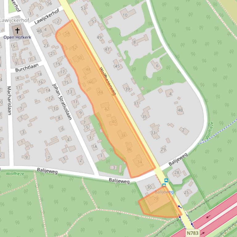 Kaart van postcodegebied 6874AE.