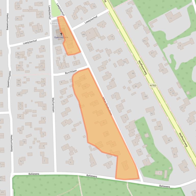Kaart van postcodegebied 6874AM.