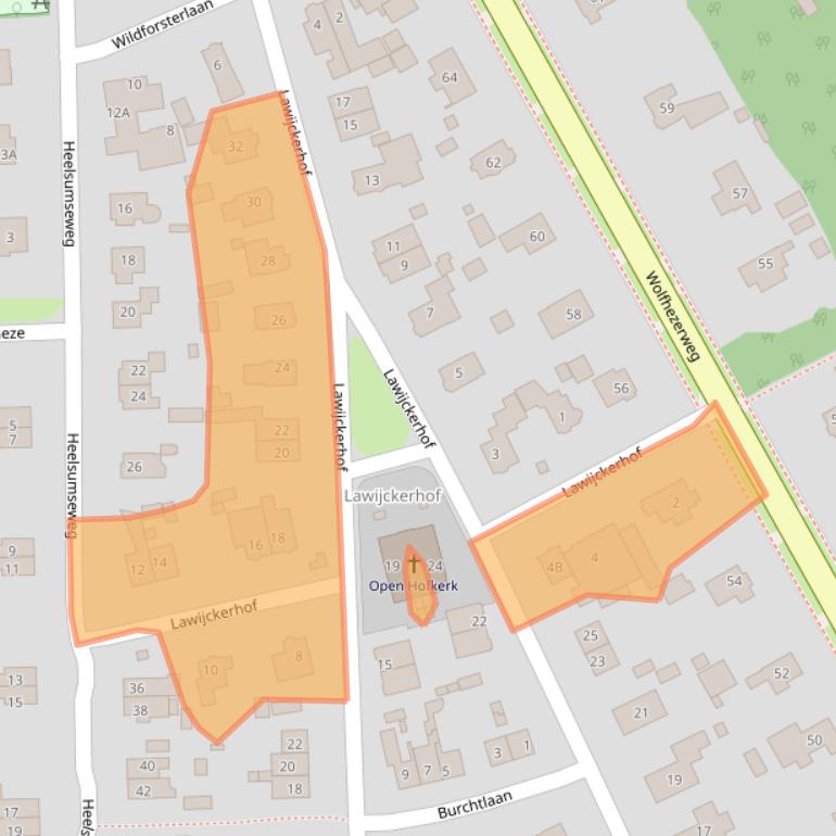 Kaart van postcodegebied 6874AT.