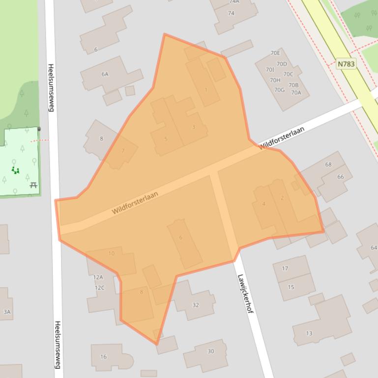 Kaart van postcodegebied 6874AV.