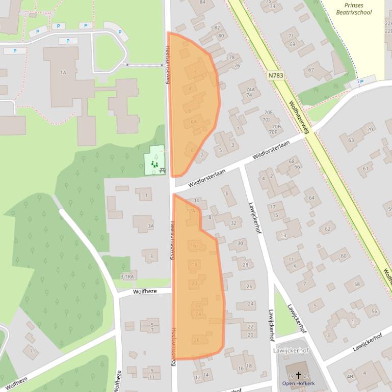 Kaart van postcodegebied 6874BC.