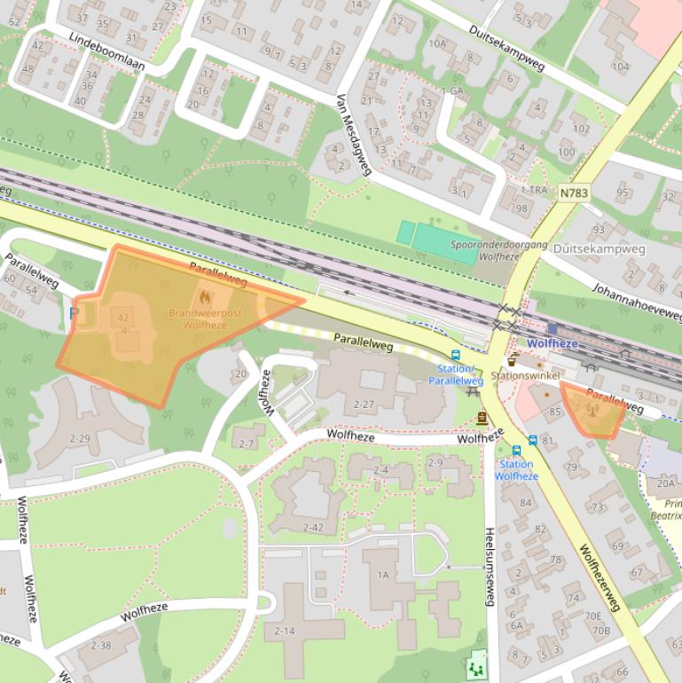 Kaart van postcodegebied 6874BJ.