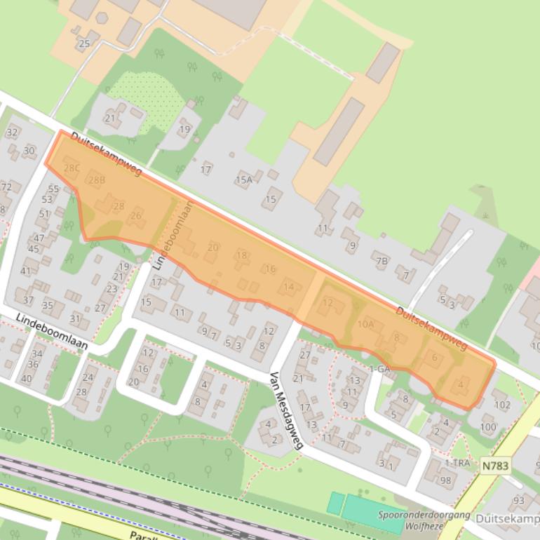 Kaart van postcodegebied 6874BW.