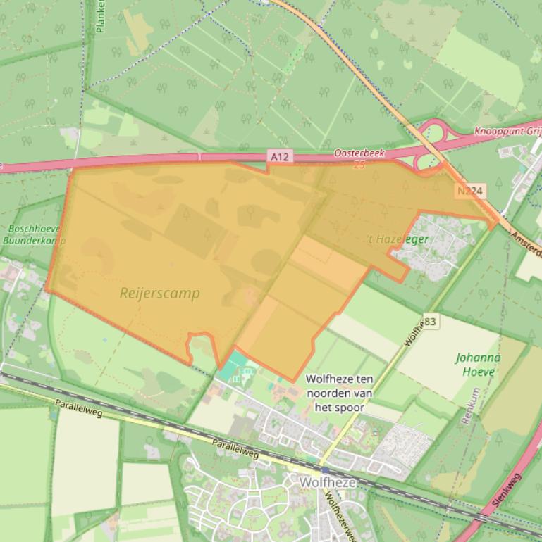 Kaart van postcodegebied 6874BZ.