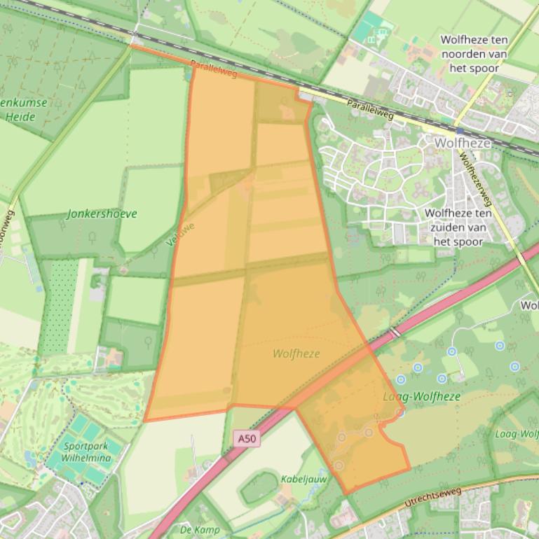 Kaart van postcodegebied 6874NB.