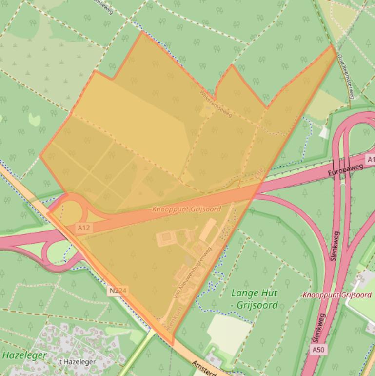 Kaart van postcodegebied 6874NE.